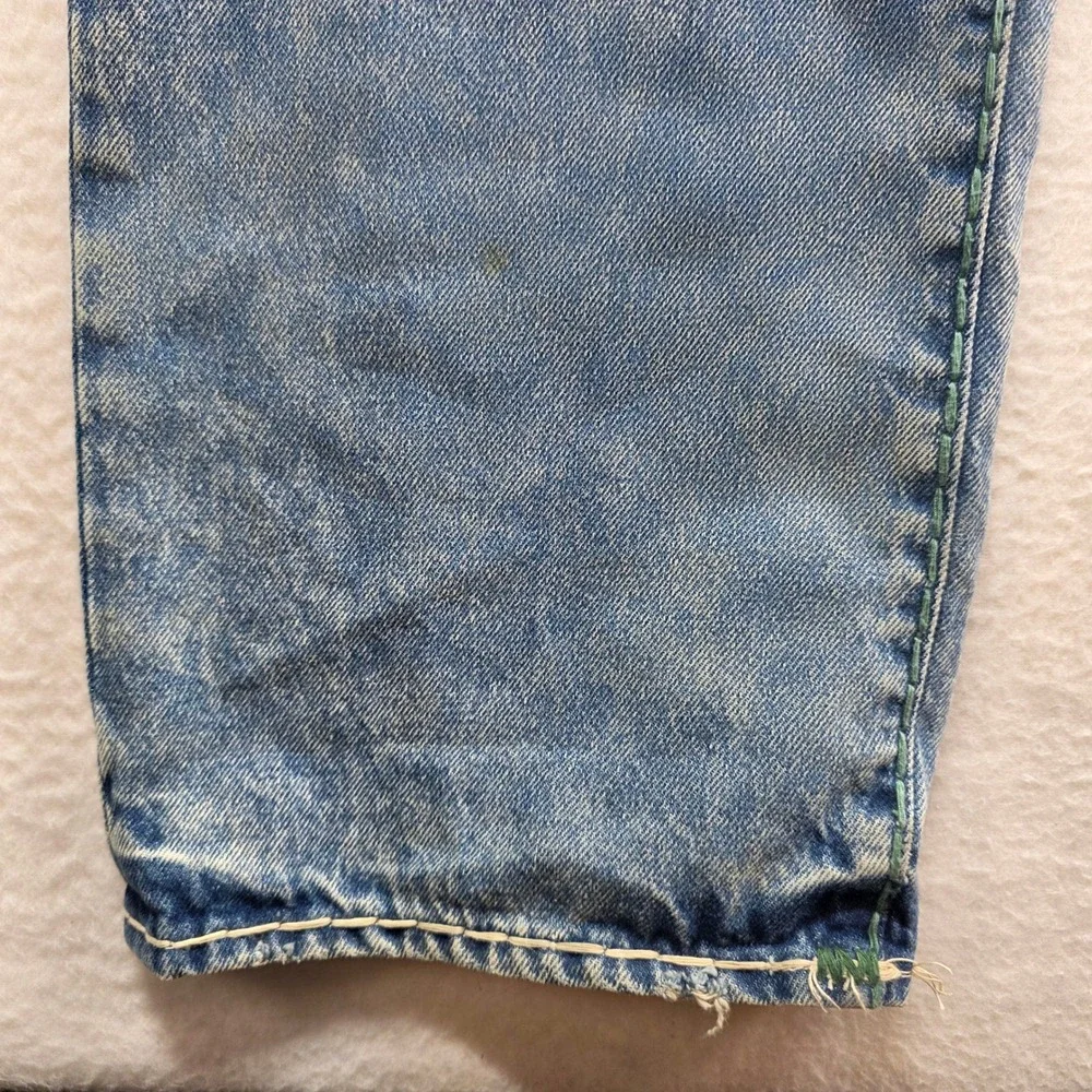 True Religion Ricky Relaxed Straight Men 42 Blue Super‎ T Stitch Acid Wash Jeans